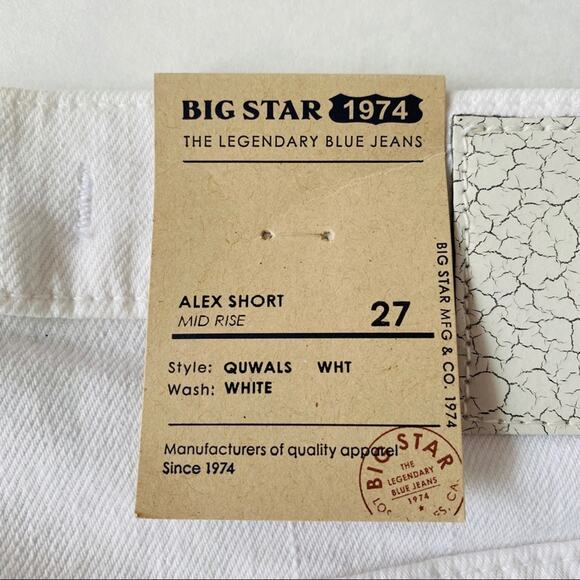 Big Star | Alex Short Mid Rise White Jean Shorts NWT - Picture 3 of 8